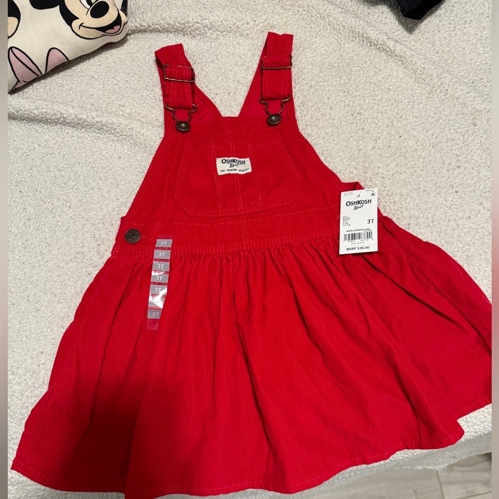 Osh Kosh- 3T thin corduroy overall dress NWT